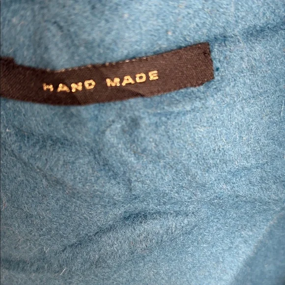 ZARA TEAL BLUE WOOL BLEND LONGLINE HAND-MADE 1 BUTTON CLOSURE DRESS COAT SZ MED - Picture 11 of 12